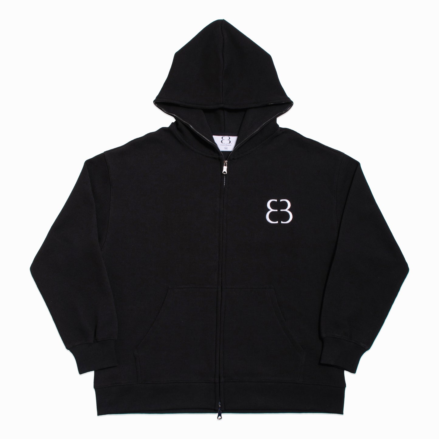 Waffle Knit Zip-Up - Black