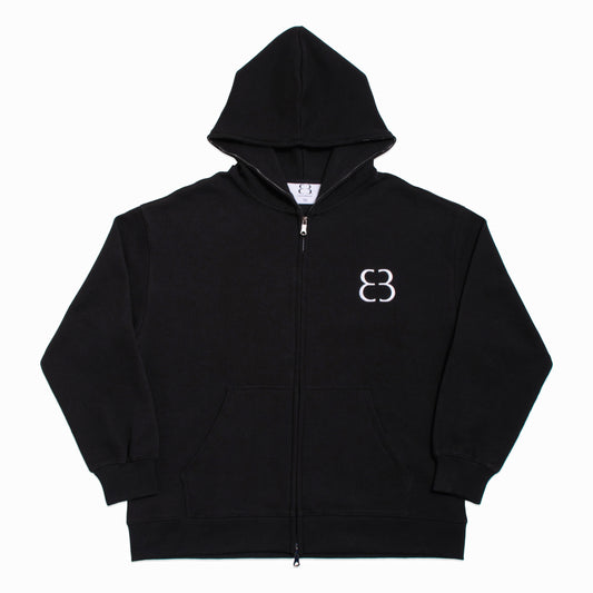 Waffle Knit Zip-Up - Black