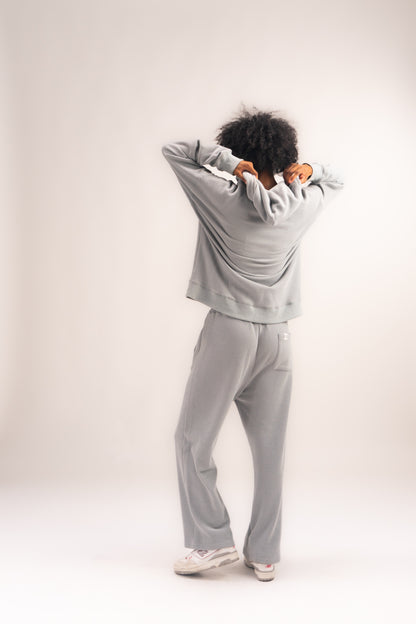 Waffle Knit Zip-Up - Grey