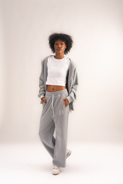 Waffle Knit Zip-Up - Grey