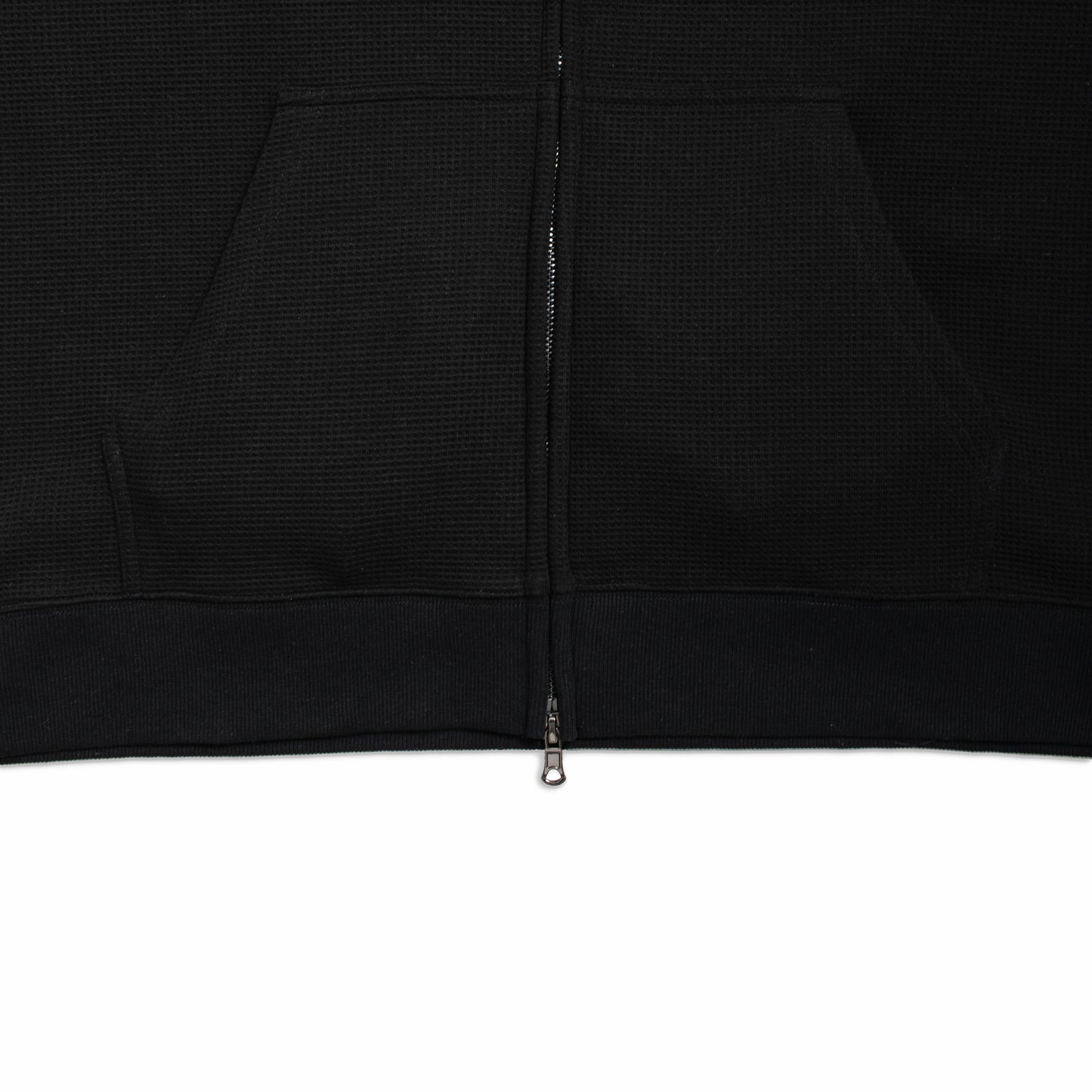 Waffle Knit Zip-Up - Black