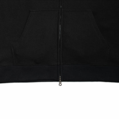 Waffle Knit Zip-Up - Black